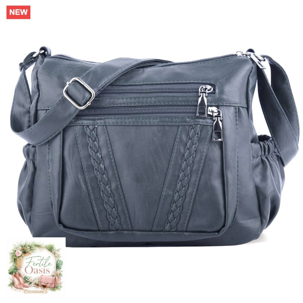Soft PU Leather Crossbody Bag Multi Pocket Shoulder Purse Women's Handbag